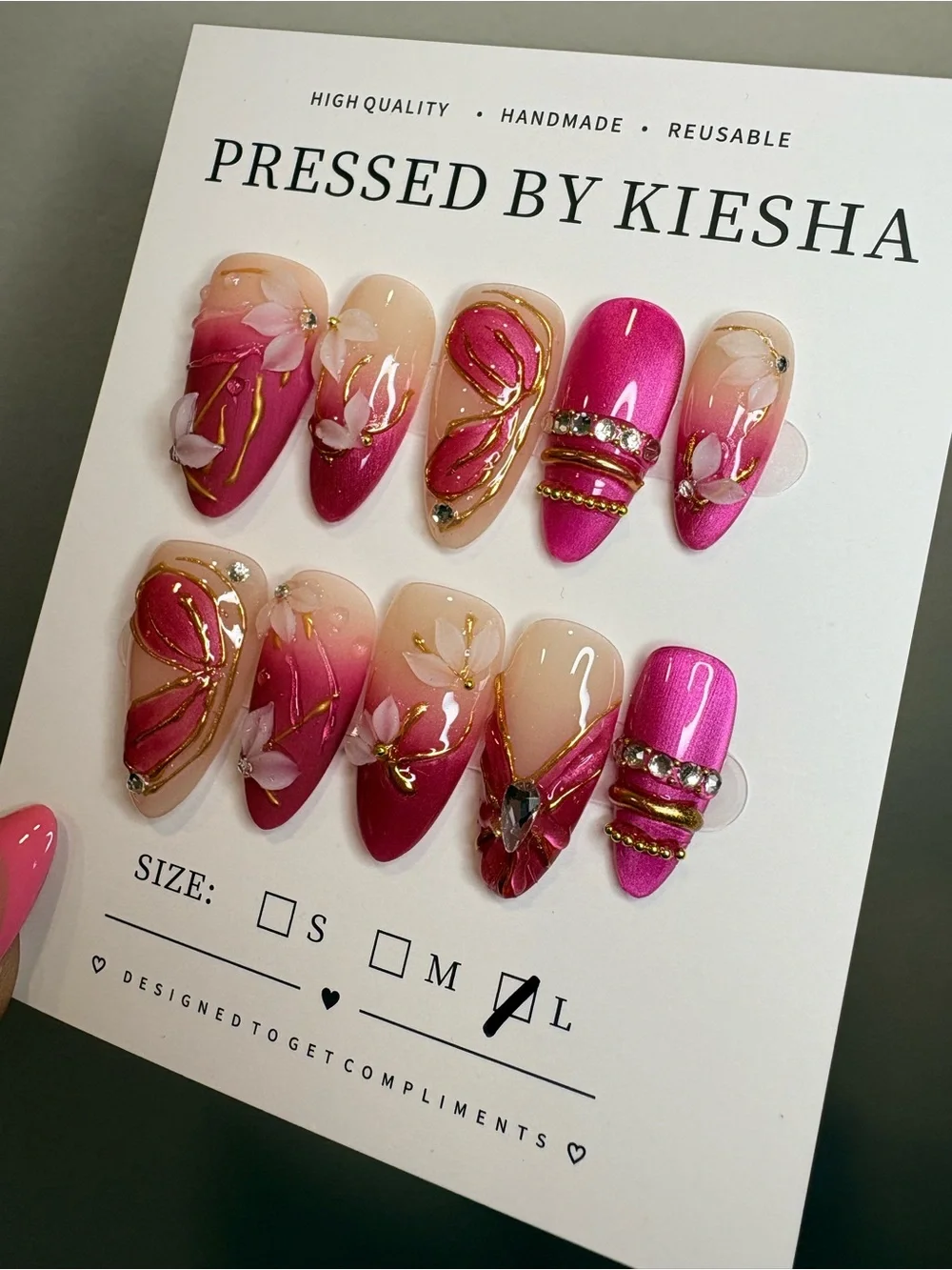 Pressed Pink Ombre Floral Press-On Nails